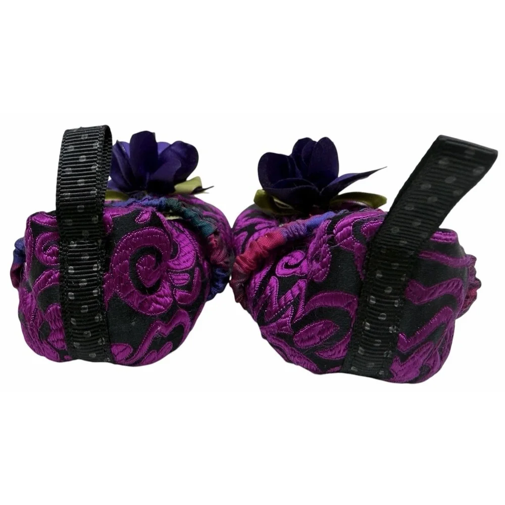 Goody Infant Baby Soft Sole Crib Shoes Floral Purple‎ Black Size 2-3 Prewalker